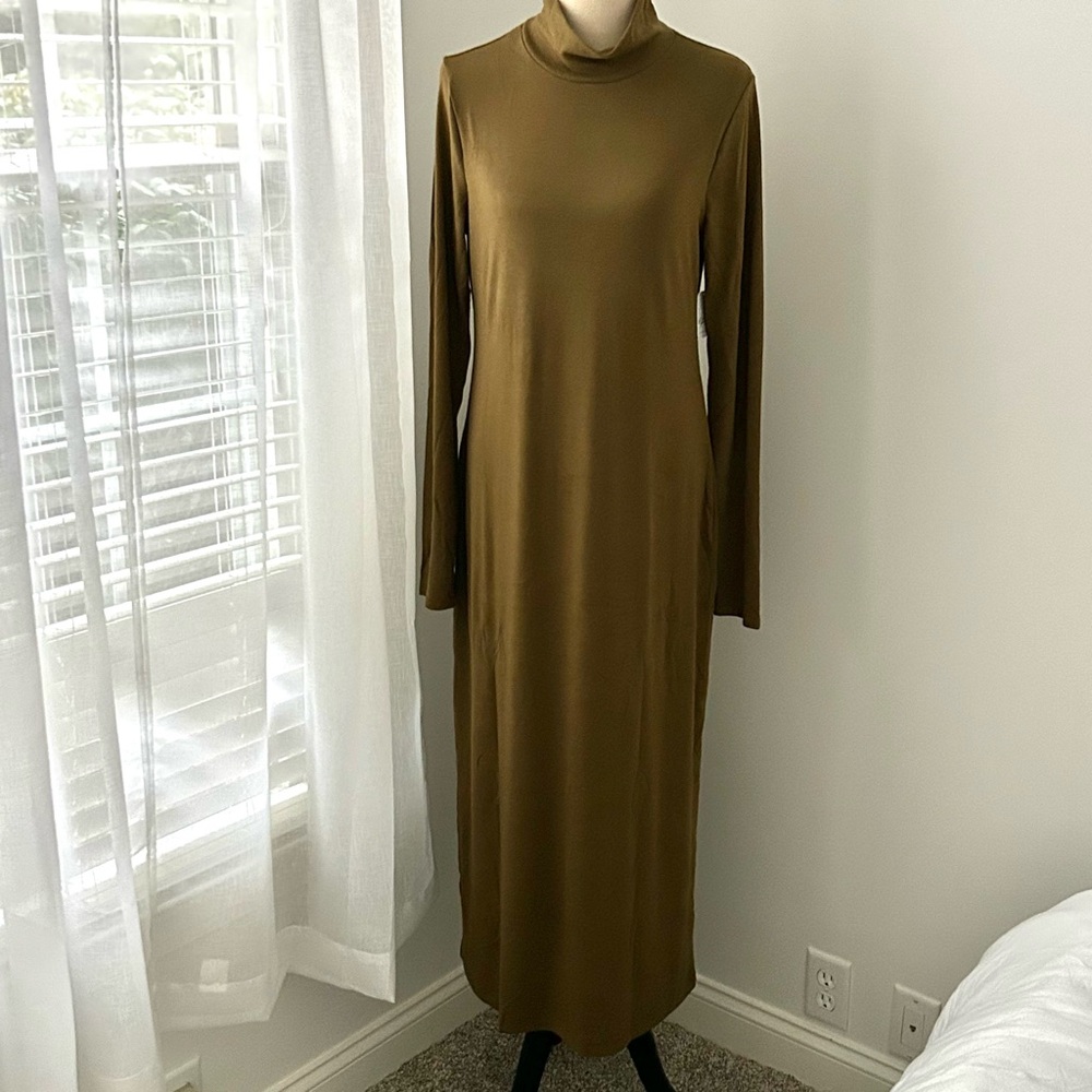 ๐(A075) NWT Free People Good Feels Mockneck MIdi in Seaweed. Size: XL - Picture 4 of 16